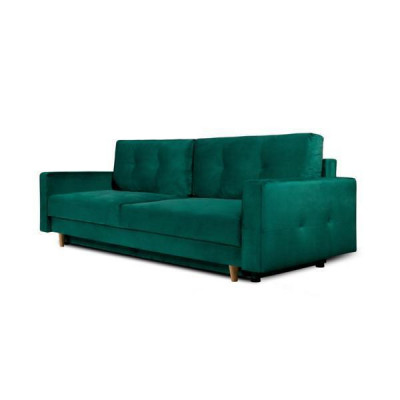 Functional and ultra comfortable 3-seater sofa bed in luxurious green