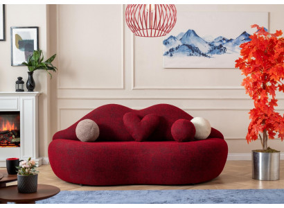 Lips 3-Seater Designer Sofa Couch Upholstered Sofas Couches Textile Red