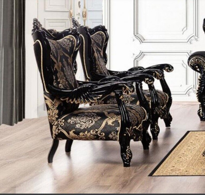 Armchair, wingback chair, luxury fabric seat, sitter design, upholstery, baroque textile furniture