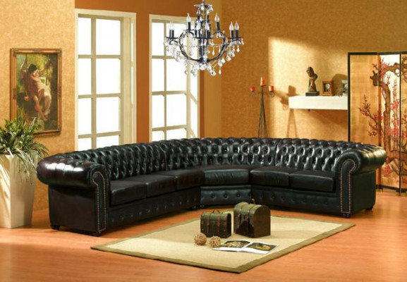 Classic Chesterfield corner couch upholstered corner leather sofa sectional corner suite