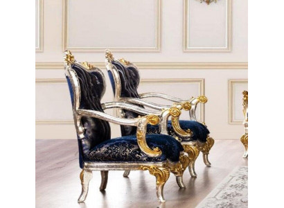 Armchair Wingback Chair Design Upholstered Sofa Couch Baroque Seat Style 1-Seater Textile