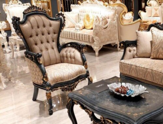 Luxury Armchair Wingback Chair Design Upholstered Sofa Couch Chesterfield Textile 1-Seater