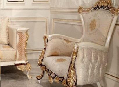 Wing chair armchair seat luxury design upholstered sofa textile baroque relax fabric