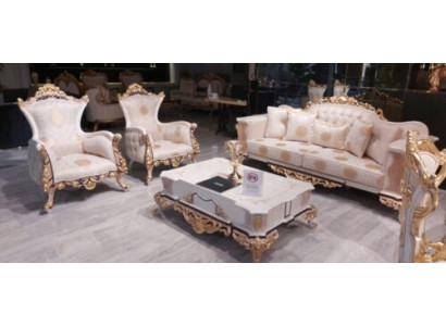 Luxury Chesterfield Set 3+3+1 Coffee Table Baroque Rococo Upholstery Suites