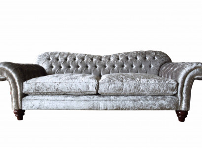 Chesterfield Couch Textile Velvet Fabric Sofa Furniture Design 3-Seater Purple