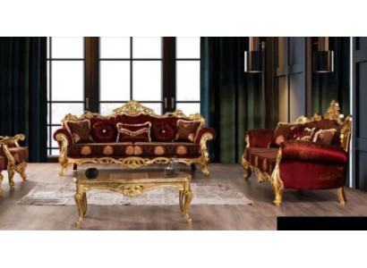 Luxury 3+3 Seater Sofa Set Three-Seater Suite Sofas Fabric Baroque Group