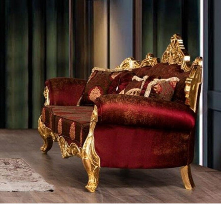Luxury 3+3 Seater Sofa Set Three-Seater Suite Sofas Fabric Baroque Group