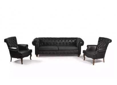 Black Chesterfield Sofa Set Complete Office Furniture Modern Furniture
