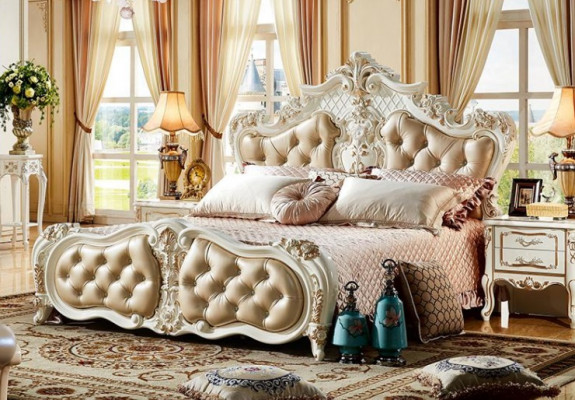 Chesterfield bed bedroom beds with 2x nightstands furniture 3-piece set