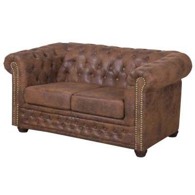 Chesterfield York Gobi 2 Seater Leather Couch Upholstered Sofas Couches New