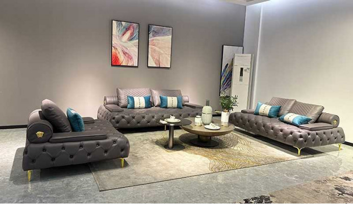Sofa 3-seater furniture leather three-seater sofas living room style 3-seater Chesterfield