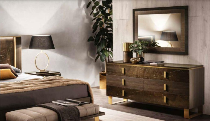 Bed bedside table dresser 4-piece bedroom set decor design modern luxury