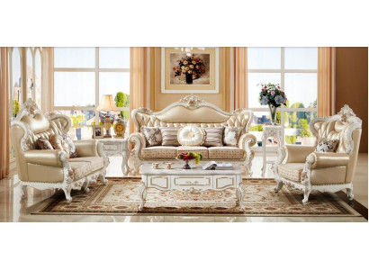 Classic Chesterfield Sofa Set Upholstered Living Room Furniture