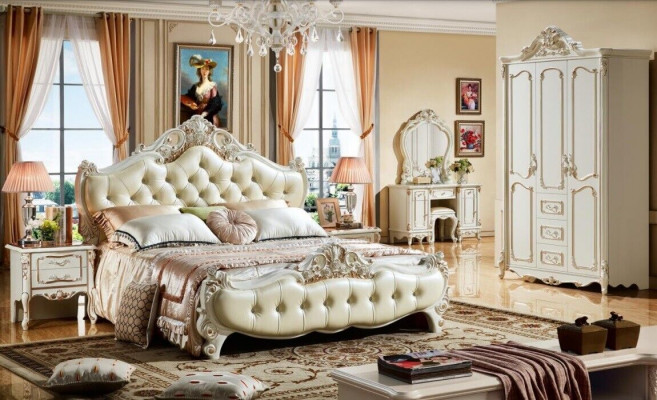 Bedroom furniture set: bed + 2x nightstand wardrobe closet 3-piece set