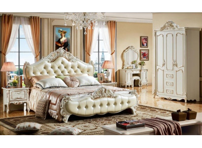 Bedroom furniture set: bed + 2x nightstand wardrobe closet 3-piece set