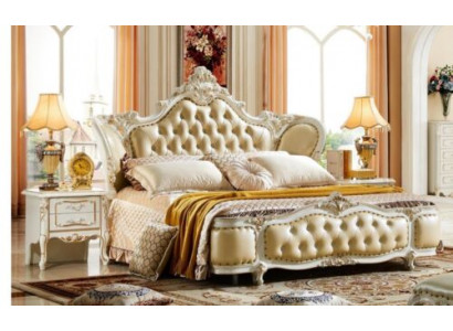 Bedroom set bed nightstand Chesterfield Baroque Rococo 3-piece wood