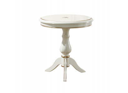 White Side Table Round Classic Wood Design Living Room Furniture Luxury Elegant