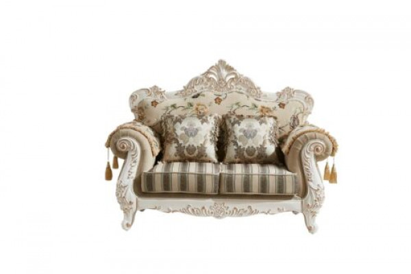 2-seater sofa beige luxury upholstery fabric living room classic couch