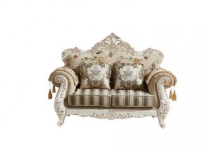 2-seater sofa beige luxury upholstery fabric living room classic couch