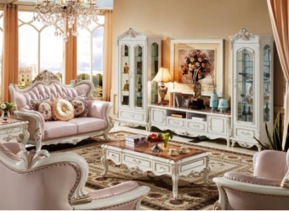 Showcase white luxury living room furniture wood glass design elegant classic