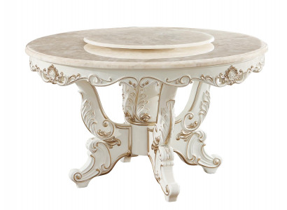 White Round Dining Table Classic Dining Room Luxury Wood Tables Elegant Design