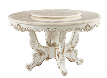 White Round Dining Table Classic Dining Room Luxury Wood Tables Elegant Design