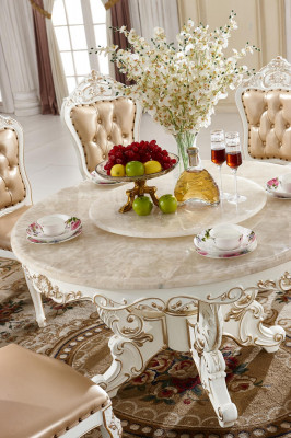 White Round Dining Table Classic Dining Room Luxury Wood Tables Elegant Design