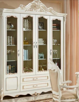 Bookshelf style Art Deco cabinet display case white furniture cabinets shelf wood