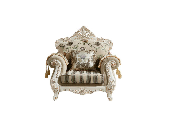 Armchair Beige Elegant Design Beautiful Upholstery Fabric Classic Living Room