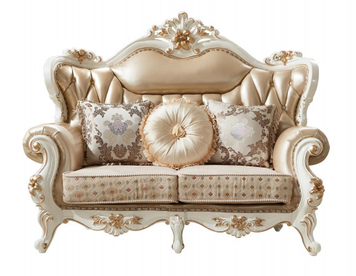 2-seater sofa beige luxury leather living room classic design elegant sofa