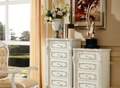 Bedroom Set White Design Elegant 2x Chest of Drawers Classic Furniture Luxury 2-piece.