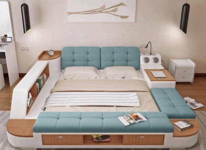 Upholstered Beds Modern Hotel Multifunctional New Double Luxury Design Leather