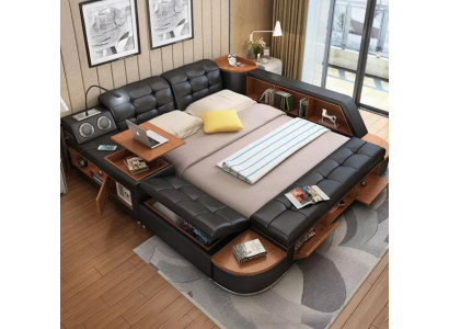 Beds Modern Hotel Multifunction Couch Double Luxury Design Leather Bed