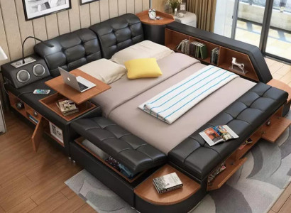 Beds Modern Hotel Multifunction Couch Double Luxury Design Leather Bed