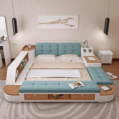 Beds Modern Hotel Multifunction Couch Double Luxury Design Leather Bed