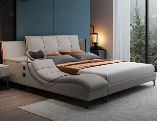 Multifunction double luxury design leather bed cushion beds hotel sound new