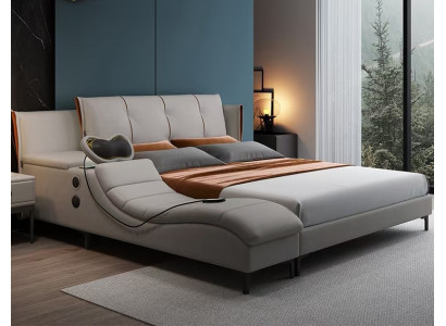 Multifunction double luxury design leather bed cushion beds hotel sound new