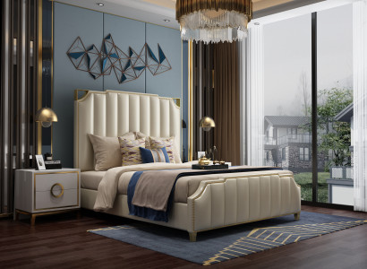 Design bed beds 180x200cm Dubai double hotel wood bedroom luxury