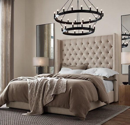 Chesterfield bedroom double beds design leather luxury bed hotel