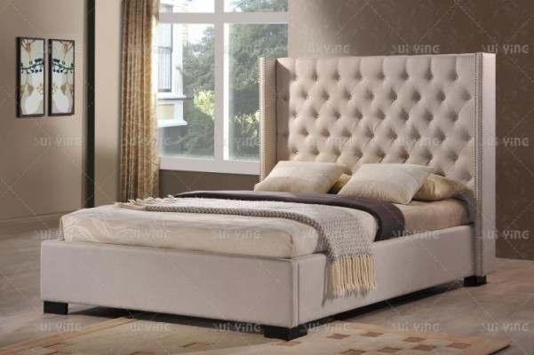 Chesterfield bedroom double beds design leather luxury bed hotel