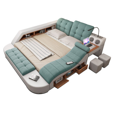 Bed double leather upholstered beds multifunction with massage function new
