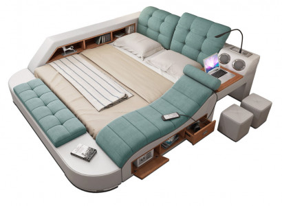 Bed double leather upholstered beds multifunction with massage function new