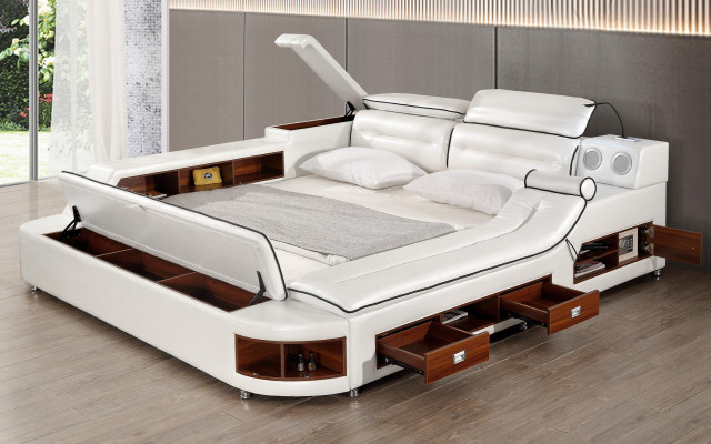 Design leather beds hotel double shelf massage lounger multifunctional bed