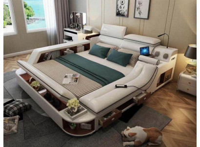 Multifunction luxury bed 180x200 leather bed beds bedroom chaise lounge