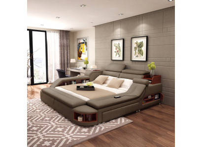 Modern hotel multifunctional USB sound double design leather bed cushion