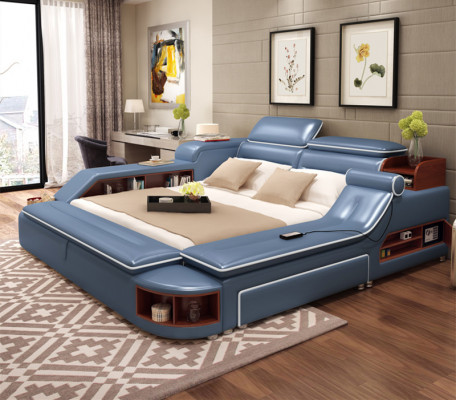 Modern hotel multifunctional USB sound double design leather bed cushion