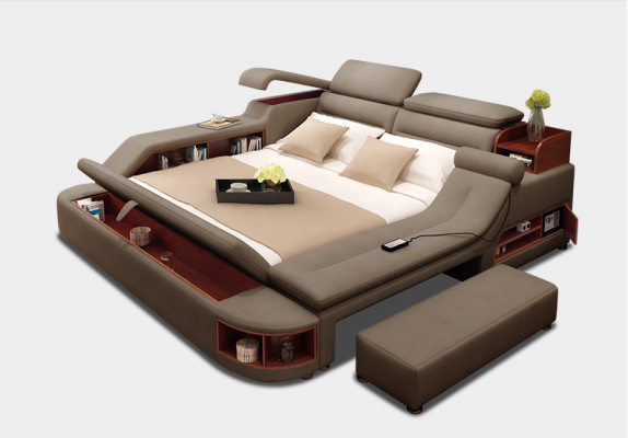 Modern hotel multifunctional USB sound double design leather bed cushion