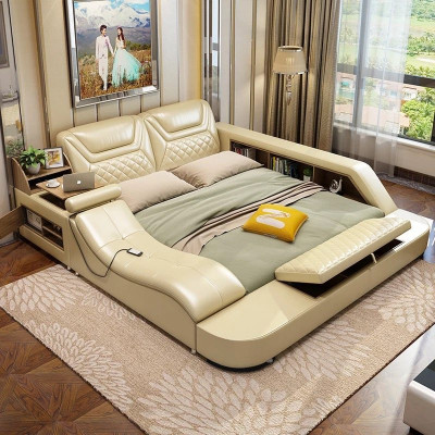 Bed multifunction shelf cabinet USB double beds charging station 180x200