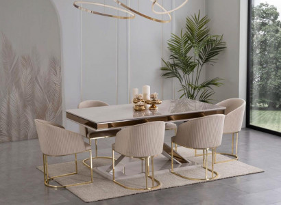 Dining room set suite dining group dining table with 4x armchair chair sets