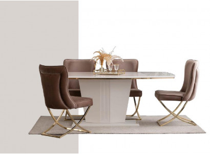 Dining Table Set Group Dining Room Table + 4 Chair Set Designer Furniture